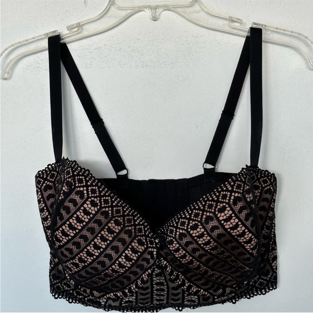 AdoreMe Nymphadora Contour Plus Black Lace Heart 34H bra